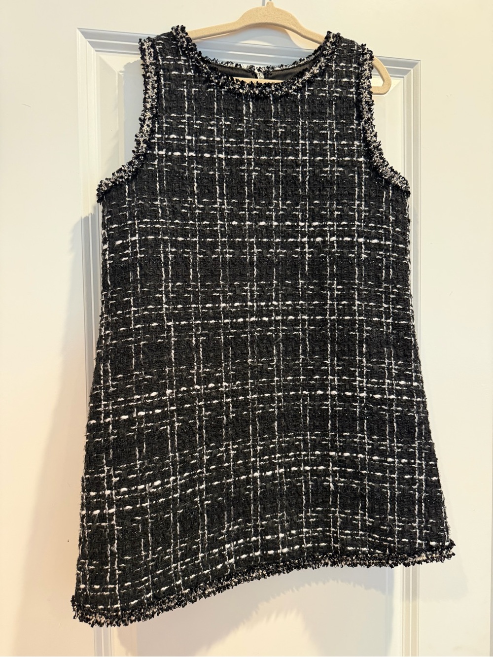 Ivy Greis Girls' Black & White Tweed Shift Dress